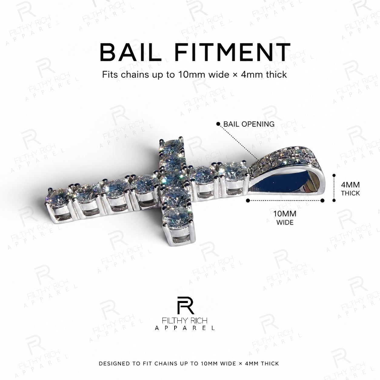 VVS1 Moissanite Tennis Cross Pendant