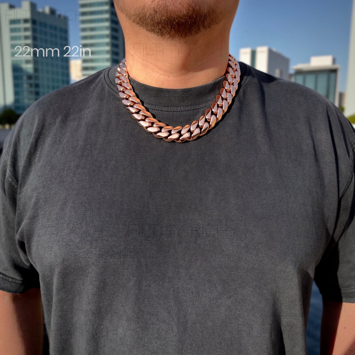 14k Rose Gold Miami Cuban Link Chain – Heavyweight, Triple Plated