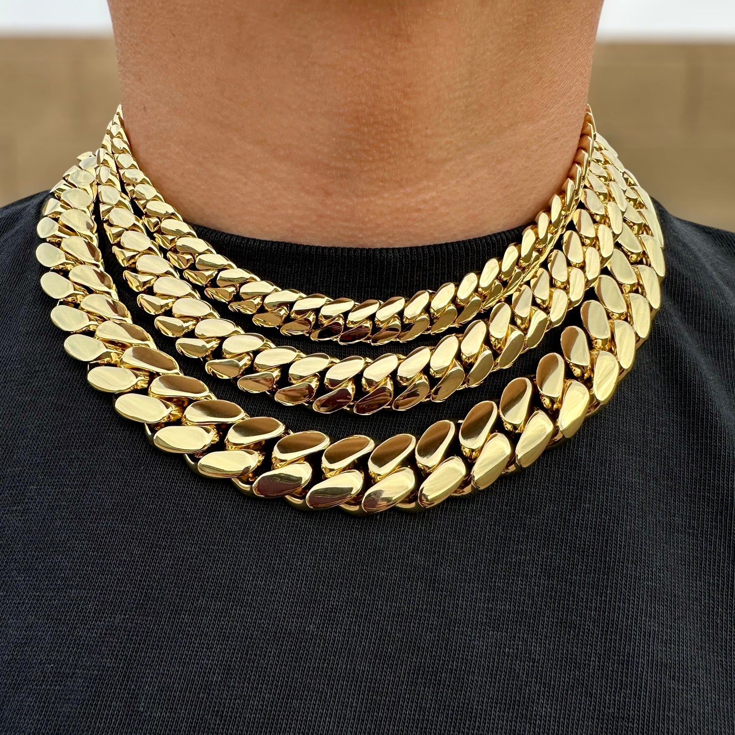 14k Gold Miami Cuban Link Chain – Heavyweight, Triple Plated