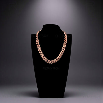 14k Rose Gold Miami Cuban Link Chain – Heavyweight, Triple Plated
