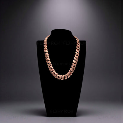 14k Rose Gold Miami Cuban Link Chain – Heavyweight, Triple Plated