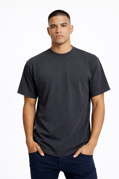 Premium 7.6oz Pigment-Dyed Heavyweight Tee – Combed Cotton, Oversized Fit