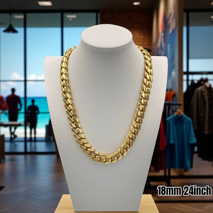 14k Gold Miami Cuban Link Chain – Heavyweight, Triple Plated