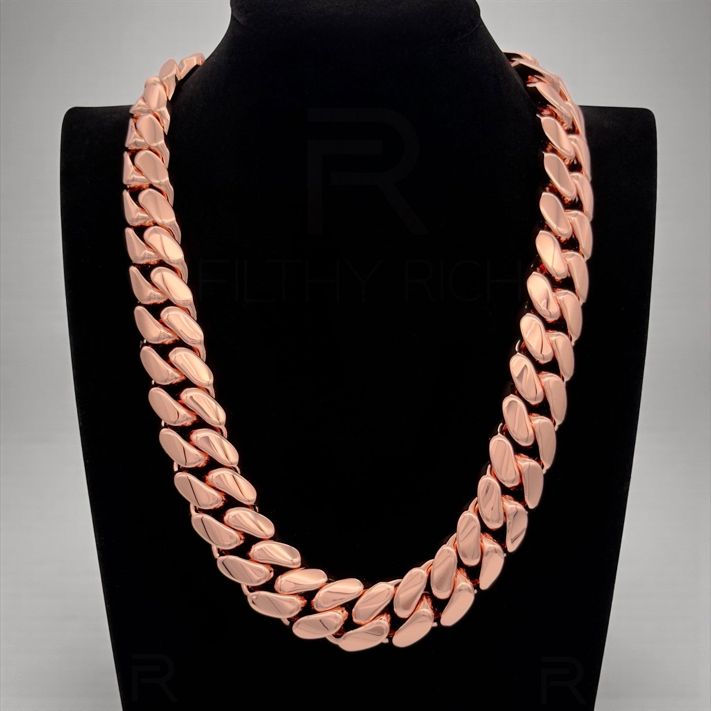 14k Rose Gold Miami Cuban Link Chain – Heavyweight, Triple Plated