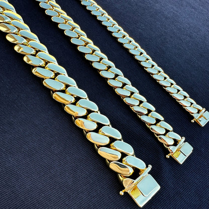 14k Triple Gold Plated Miami Cuban Link Bracelets