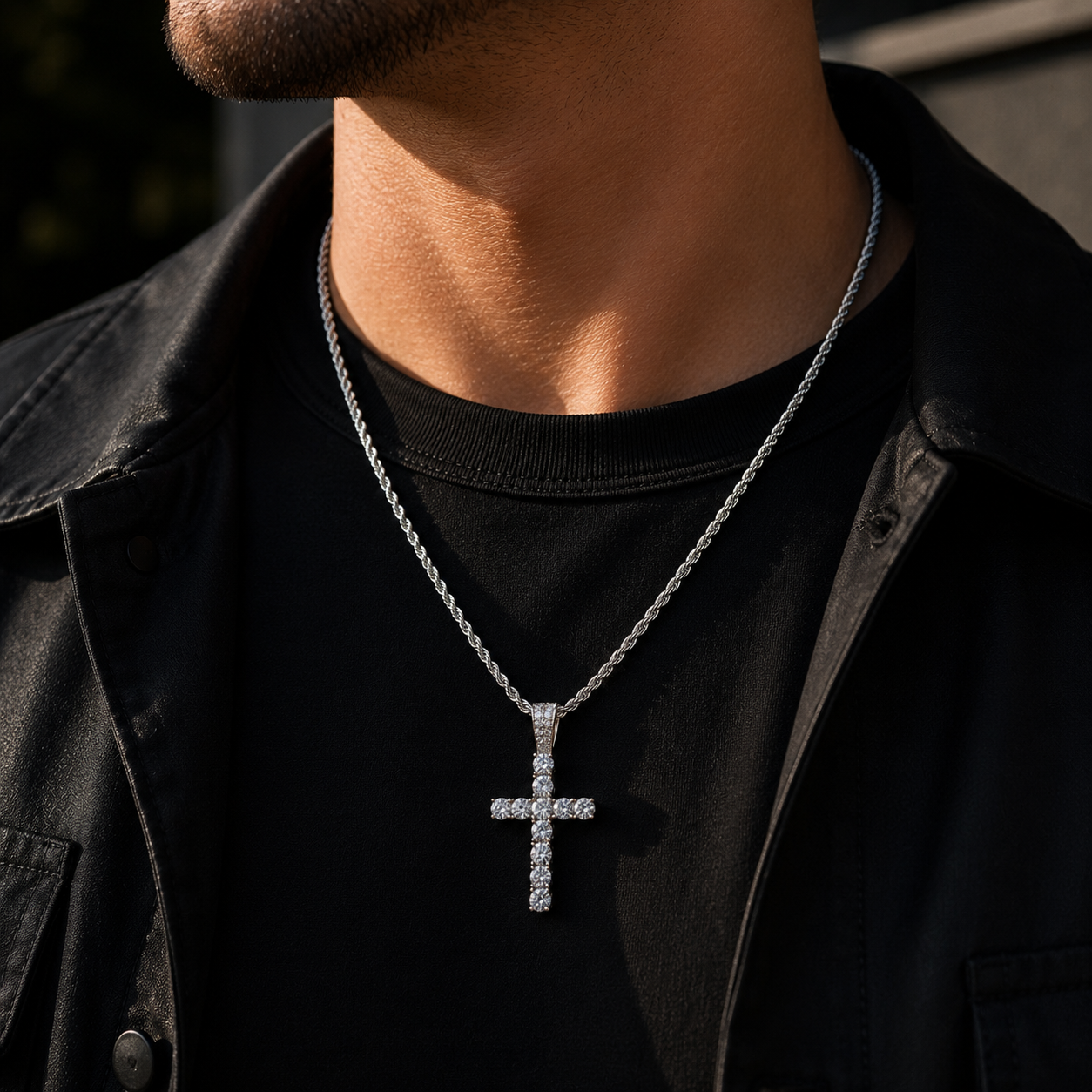 VVS1 Moissanite Tennis Cross Pendant – Diamond-Level Shine
