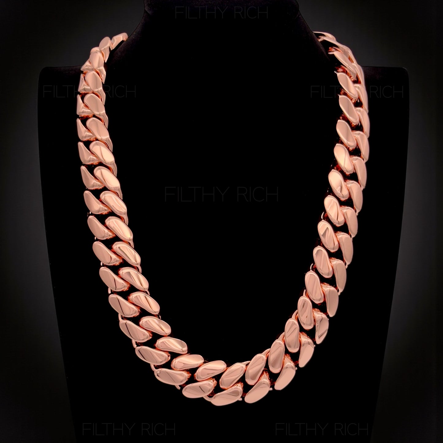 14k Rose Gold Miami Cuban Link Chain – Heavyweight, Triple Plated