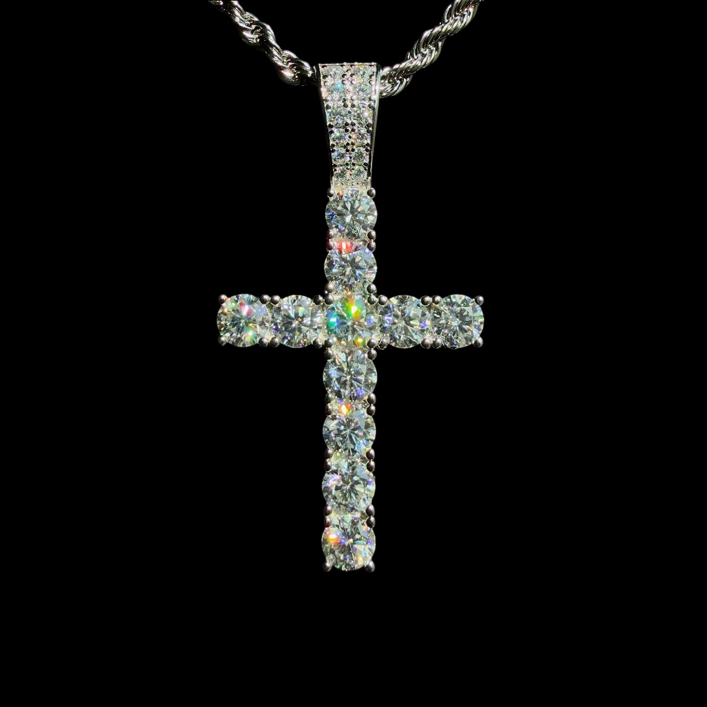 VVS1 Moissanite Tennis Cross Pendant – Diamond-Level Shine