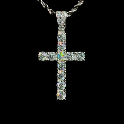 VVS1 Moissanite Tennis Cross Pendant – Diamond-Level Shine
