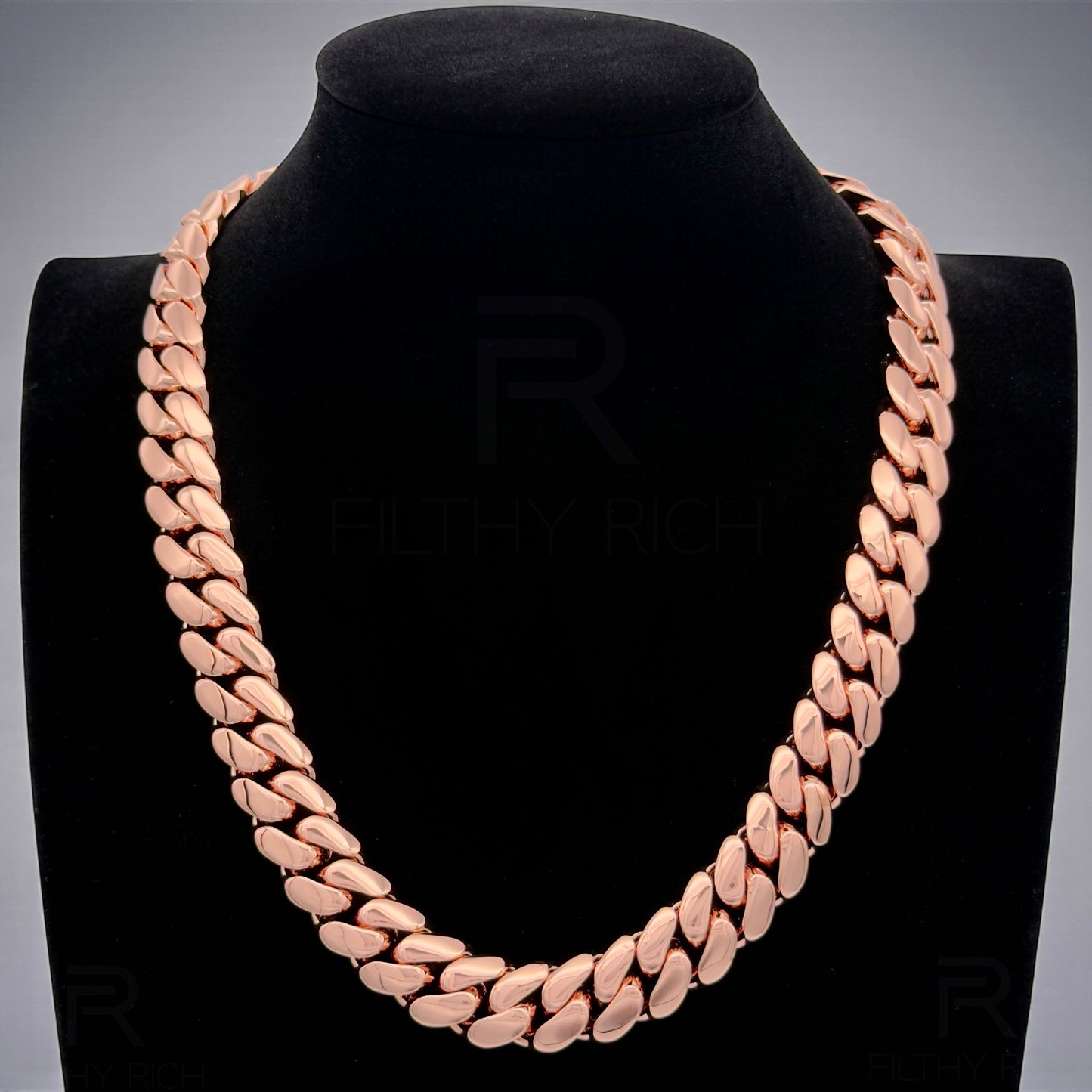 14k Rose Gold Miami Cuban Link Chain – Heavyweight, Triple Plated