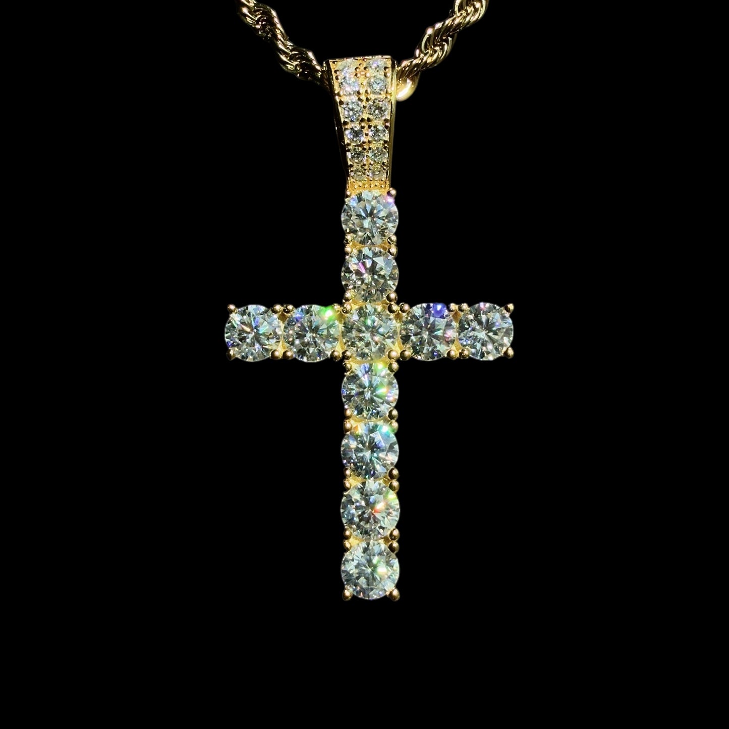 VVS1 Moissanite Tennis Cross Pendant
