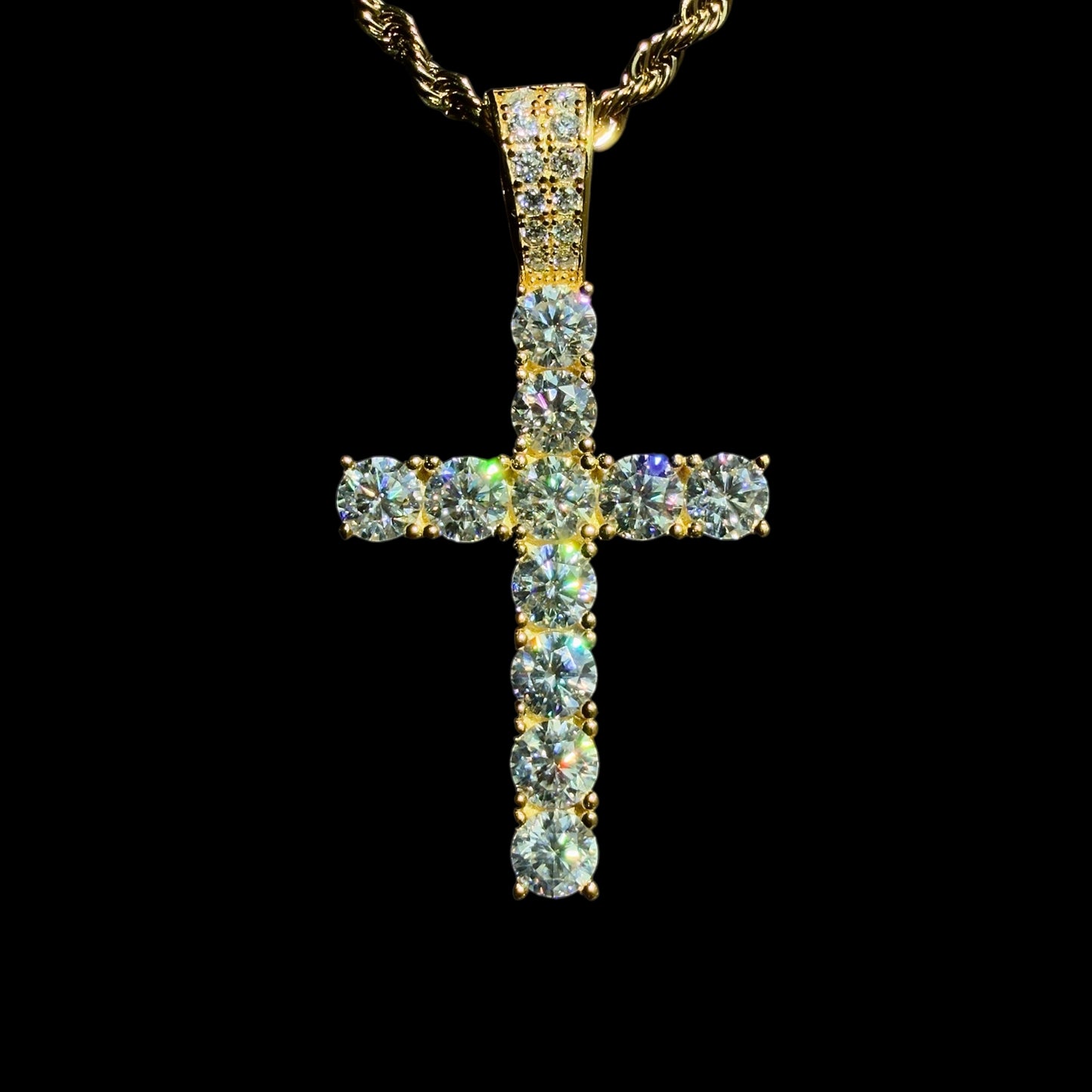 VVS1 Moissanite Tennis Cross Pendant – Diamond-Level Shine