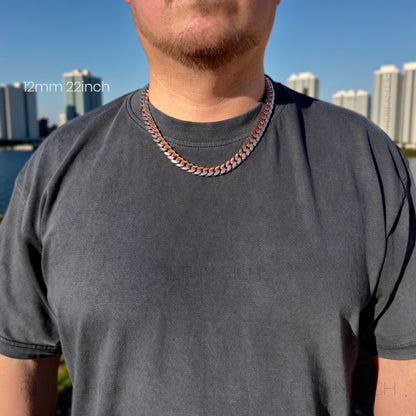 14k Rose Gold Miami Cuban Link Chain – Heavyweight, Triple Plated