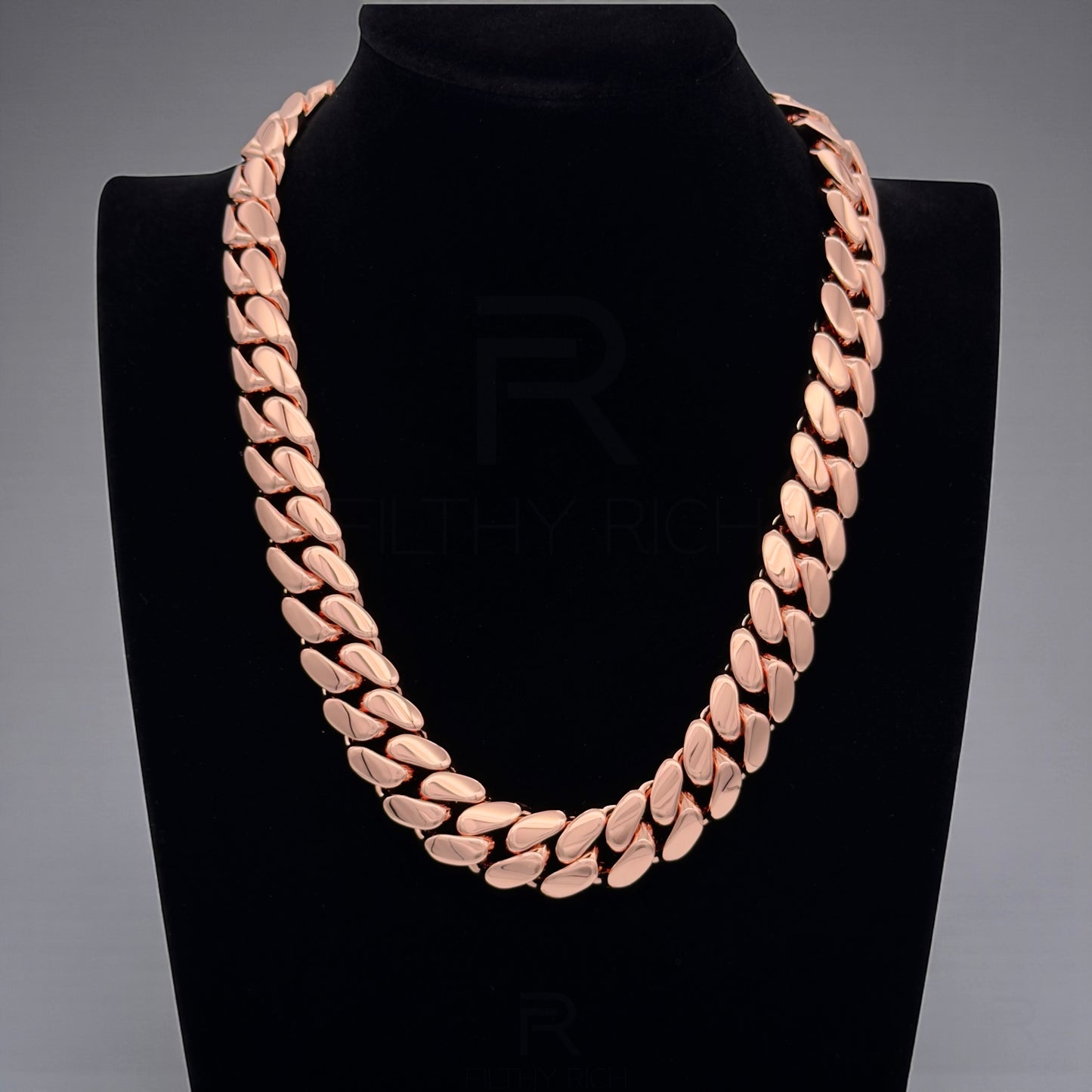 14k Rose Gold Miami Cuban Link Chain – Heavyweight, Triple Plated