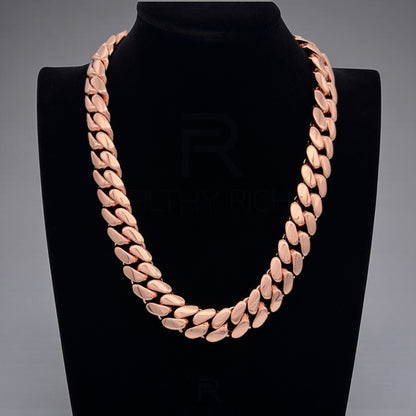 14k Rose Gold Miami Cuban Link Chain – Heavyweight, Triple Plated