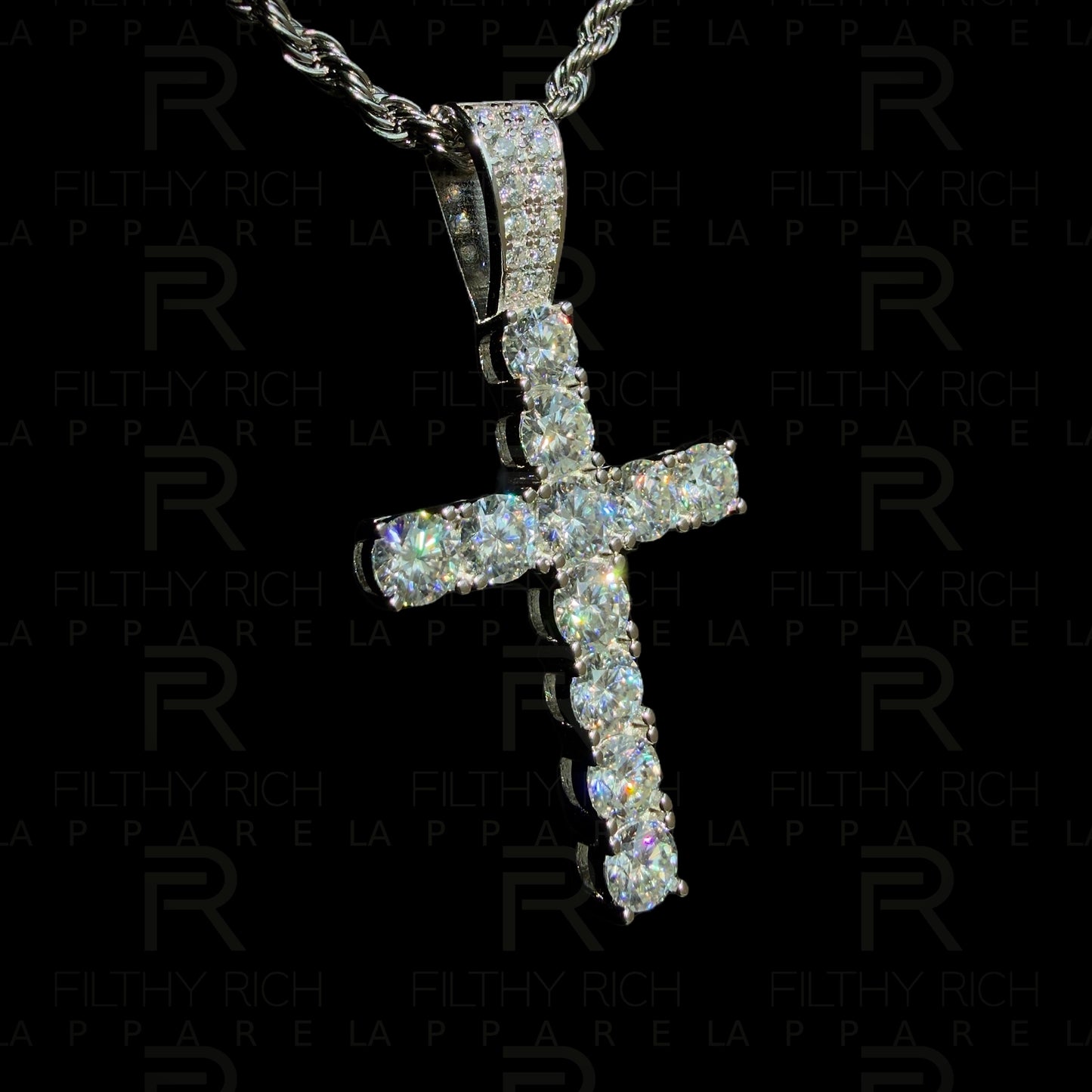VVS1 Moissanite Tennis Cross Pendant – Diamond-Level Shine