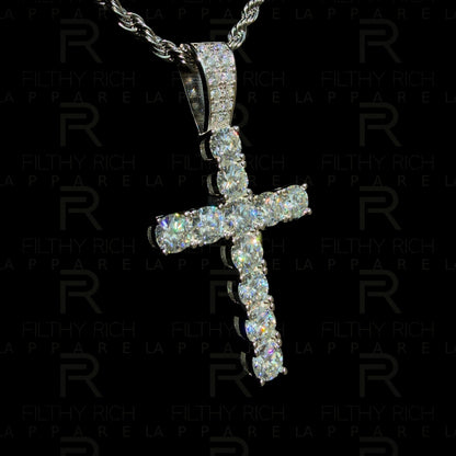 VVS1 Moissanite Tennis Cross Pendant – Diamond-Level Shine