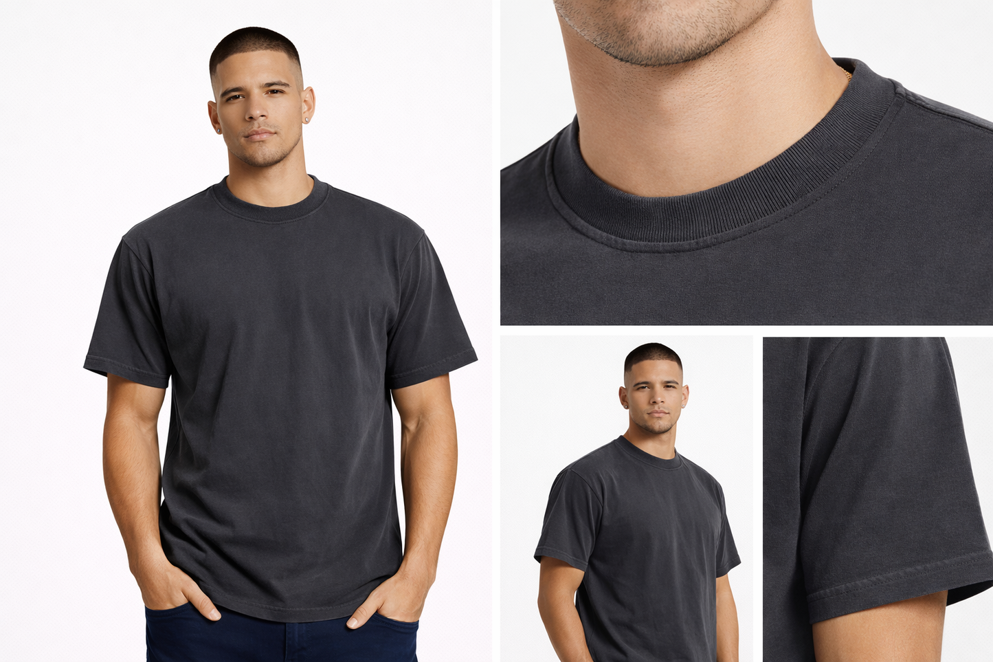 Premium 7.6oz Pigment-Dyed Heavyweight Tee – Combed Cotton, Oversized Fit