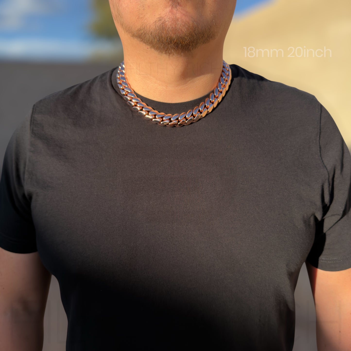 14k Rose Gold 3X Triple Plated Miami Cuban Link Chain