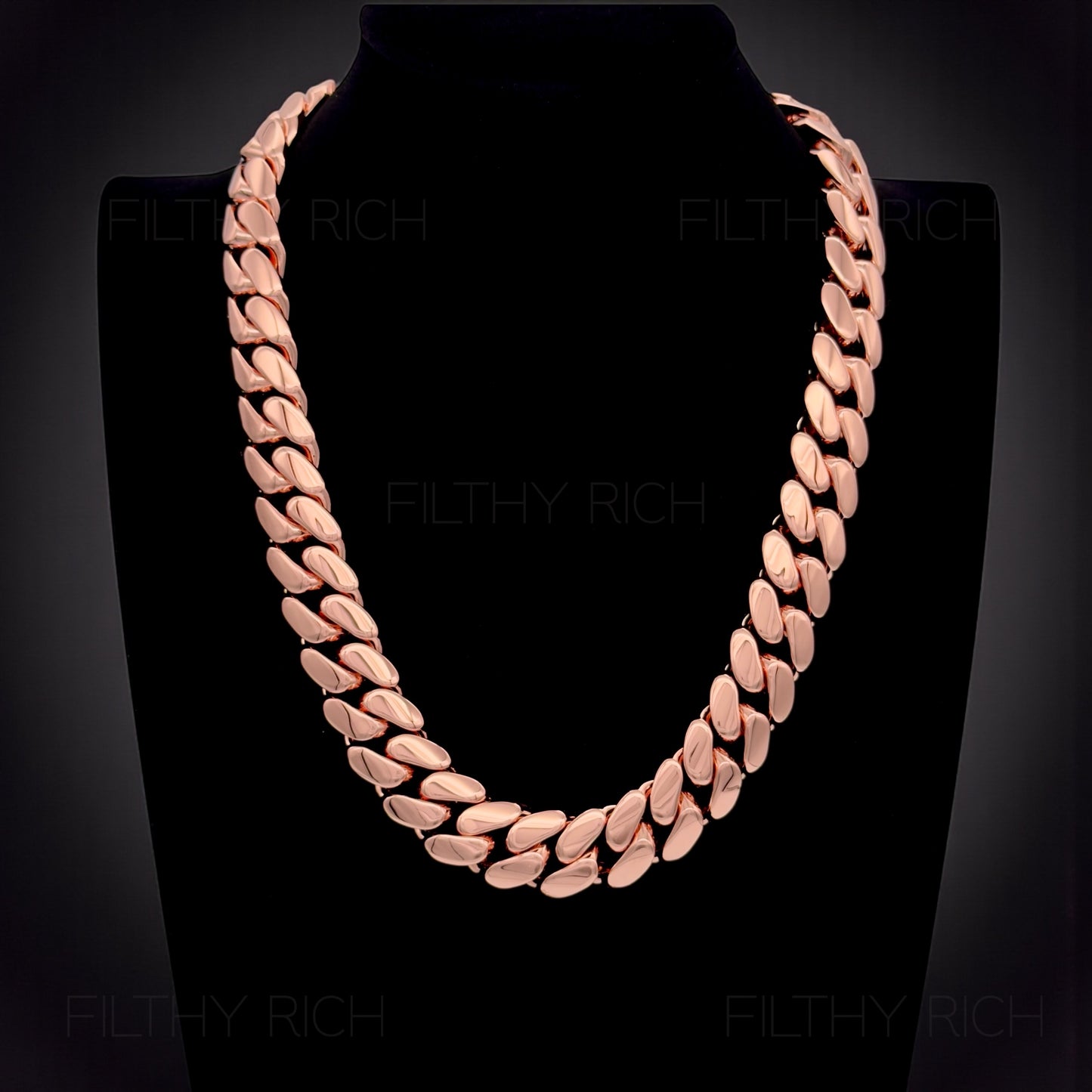 14k Rose Gold Miami Cuban Link Chain – Heavyweight, Triple Plated