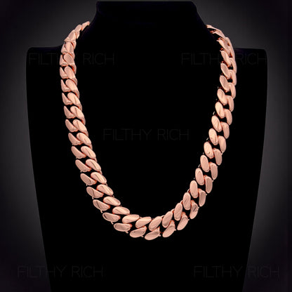 14k Rose Gold Miami Cuban Link Chain – Heavyweight, Triple Plated