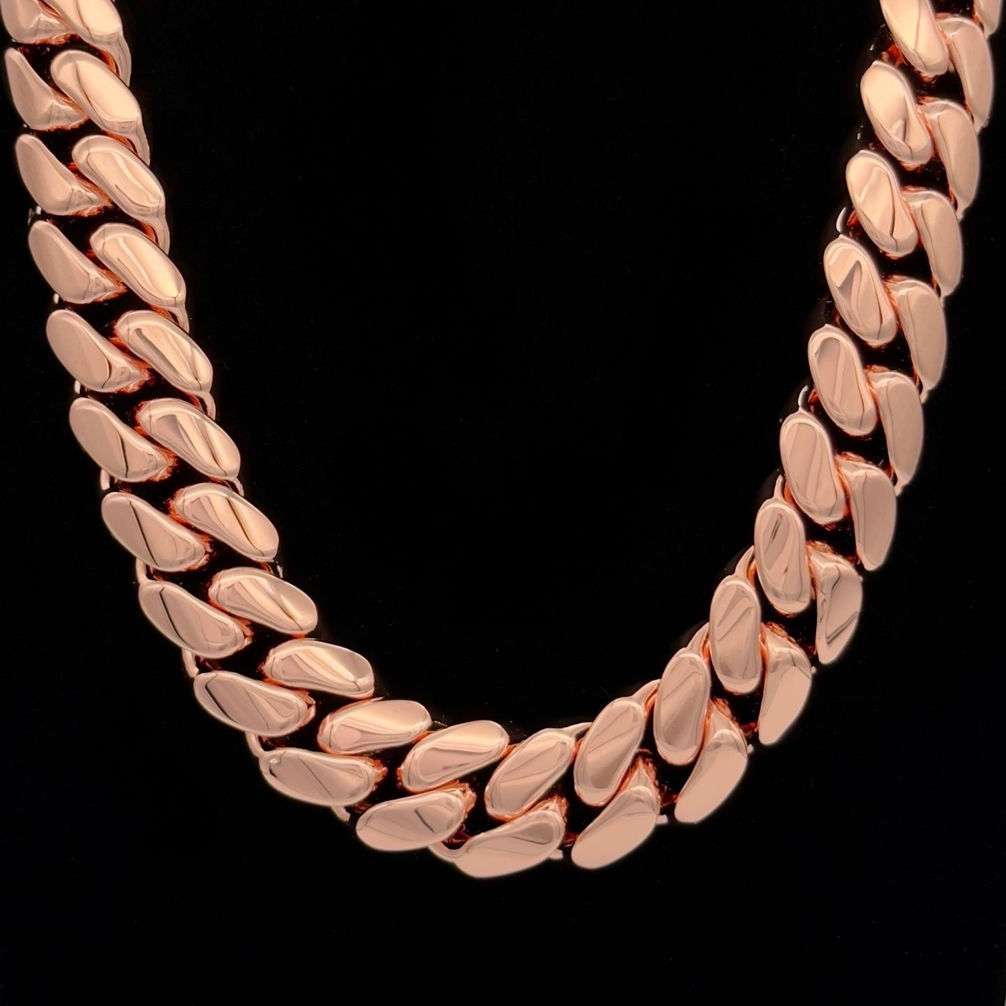 14k Rose Gold 3X Triple Plated Miami Cuban Link Chain