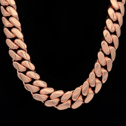 14k Rose Gold 3X Triple Plated Miami Cuban Link Chain