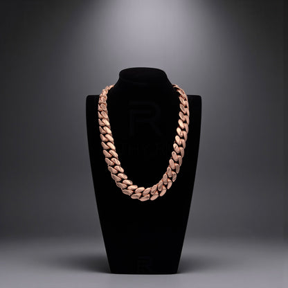 14k Rose Gold Miami Cuban Link Chain – Heavyweight, Triple Plated
