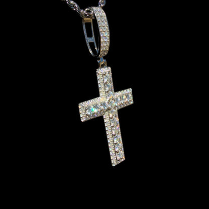 VVS1 Moissanite Cluster Cross Pendant – Flooded Diamond Look