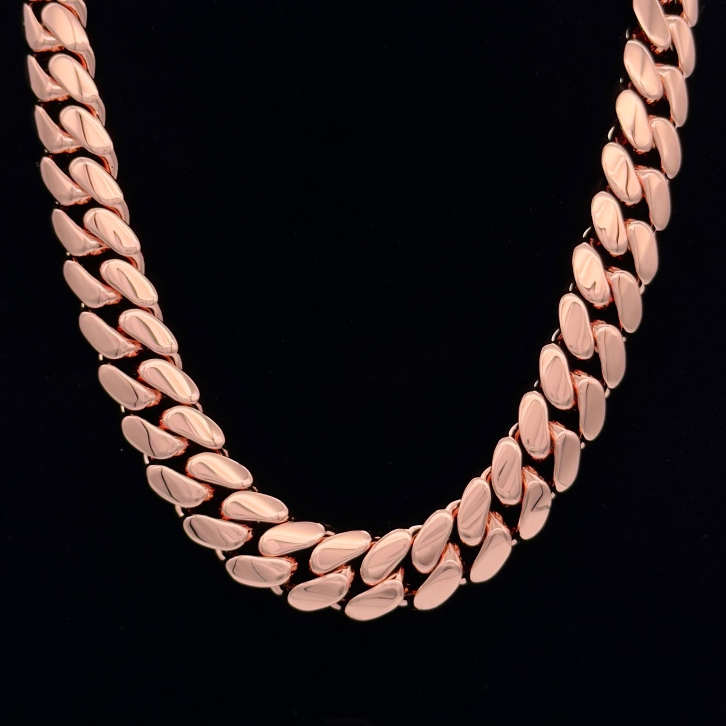 14k Rose Gold Miami Cuban Link Chain – Heavyweight, Triple Plated