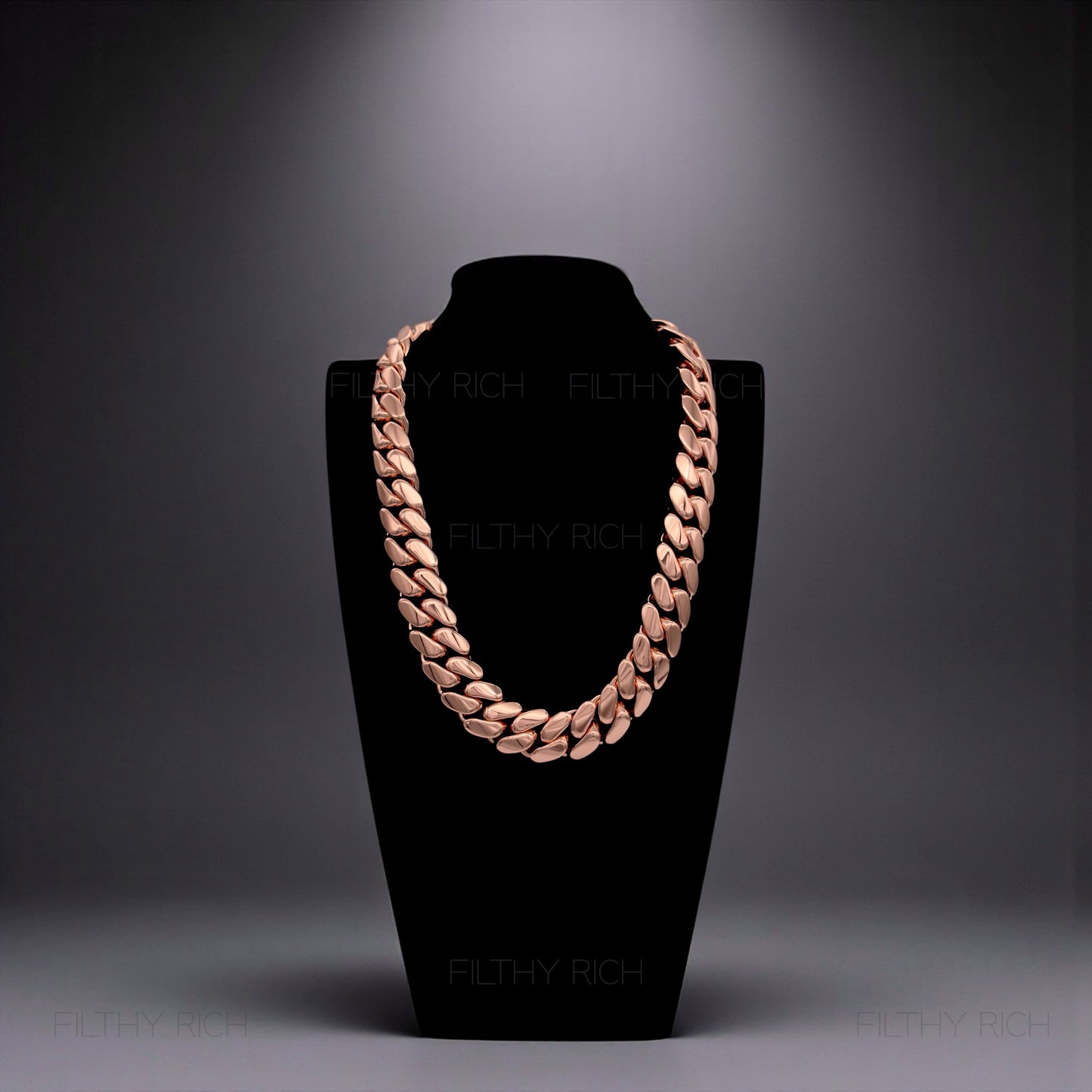14k Rose Gold Miami Cuban Link Chain – Heavyweight, Triple Plated