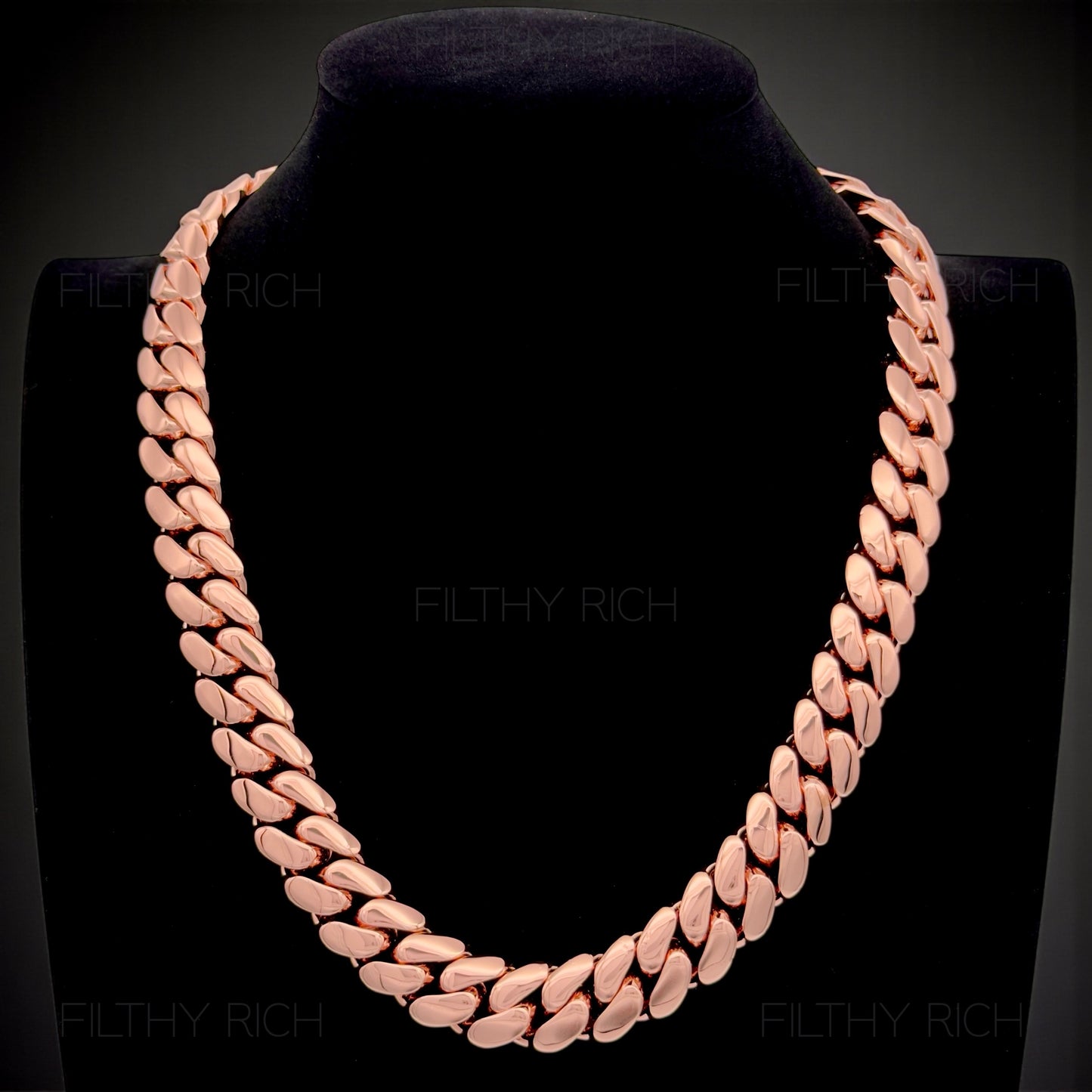 14k Rose Gold Miami Cuban Link Chain – Heavyweight, Triple Plated