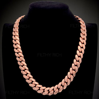 14k Rose Gold Miami Cuban Link Chain – Heavyweight, Triple Plated