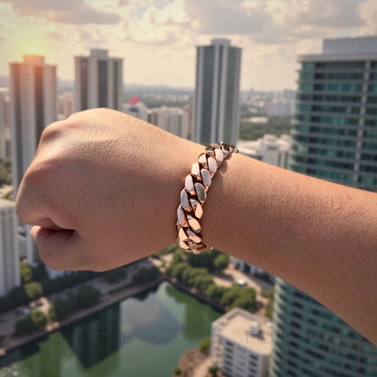 14K Rose Gold Miami Cuban Link Bracelet – Heavyweight, Triple Plated