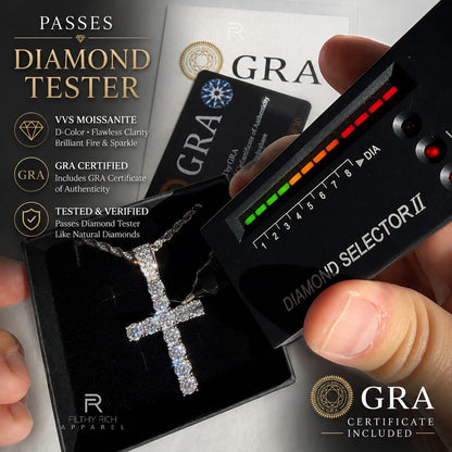 VVS1 Moissanite Tennis Cross Pendant – Diamond-Level Shine
