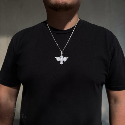 VVS1 Moissanite Wing Cross Pendant