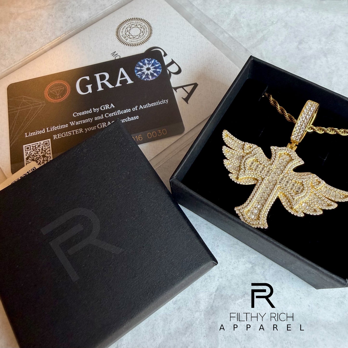 VVS1 Moissanite Wing Cross Pendant