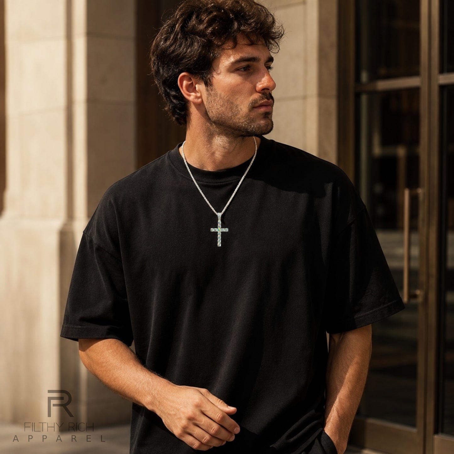 VVS1 Moissanite Tennis Cross Pendant