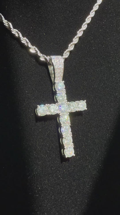 VVS1 Moissanite Tennis Cross Pendant – Diamond-Level Shine