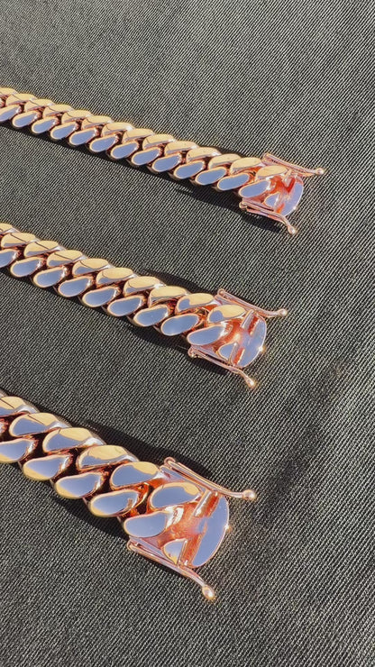 14k Rose Gold 3X Triple Plated Miami Cuban Link Chain