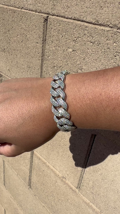 VVS Moissanite Miami Cuban Link Bracelet – 925 Sterling Silver