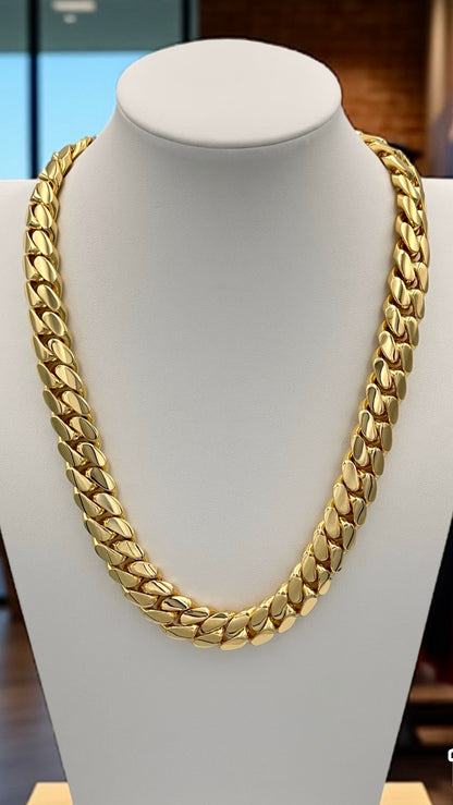 14k Gold Miami Cuban Link Chain – Heavyweight, Triple Plated