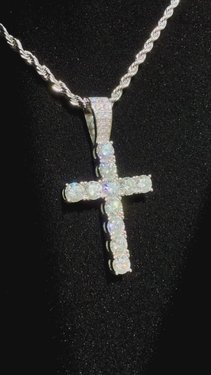 VVS1 Moissanite Tennis Cross Pendant